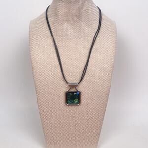 90s Style Cord Necklace Green Bead